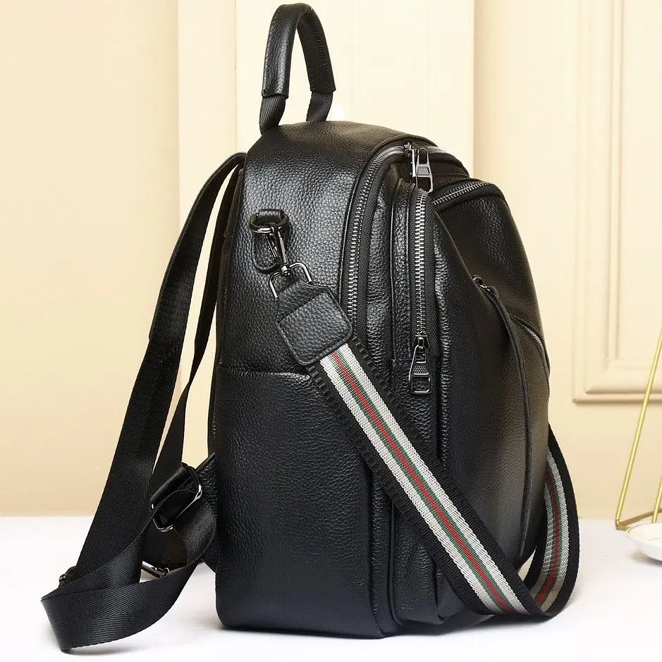 Стильний жіночий шкіряний рюкзак чорний міський 51124 Tiding Bag - фото 4