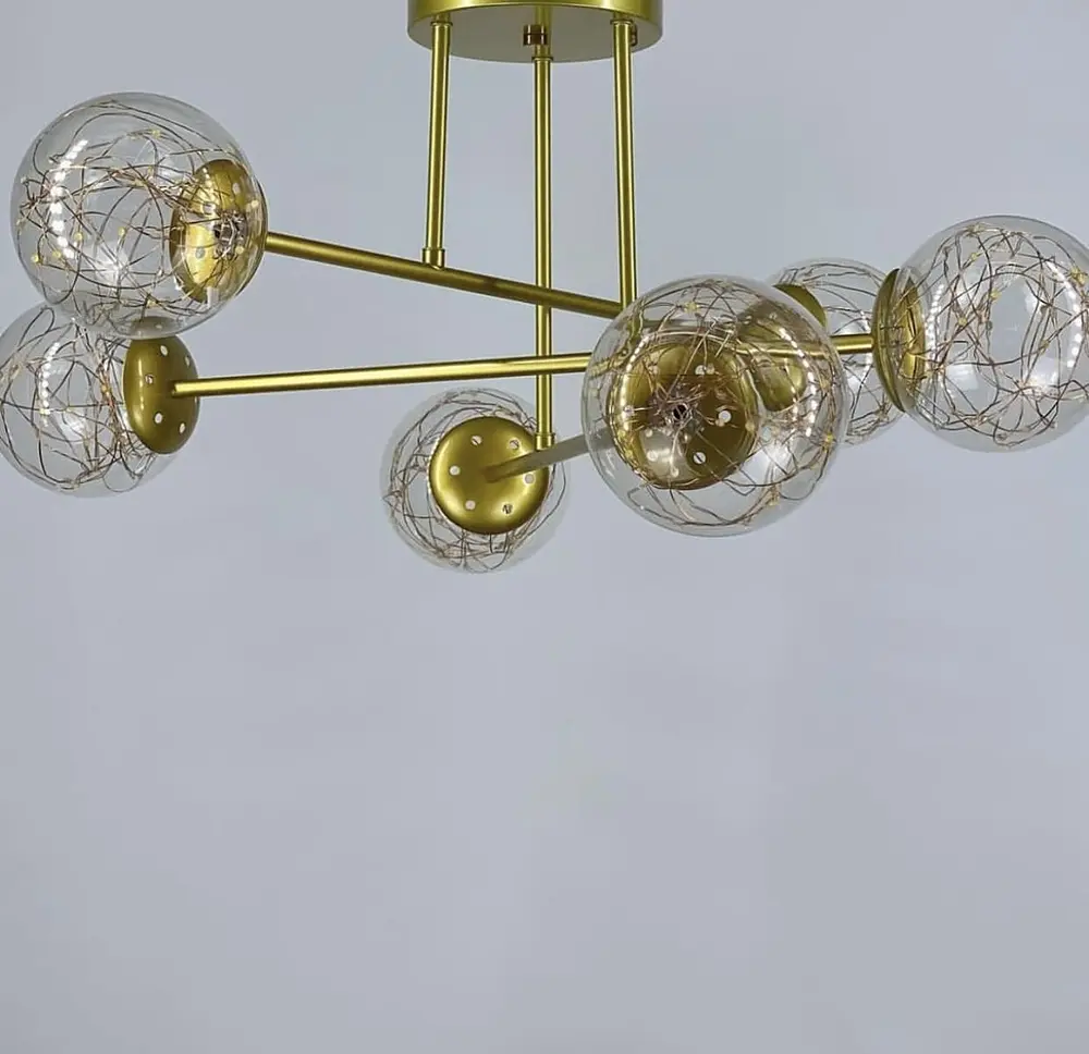 Потолочная LED люстра на 6 плафонов в золотистом корпусе Line.F K 26/6 GD - фото 2