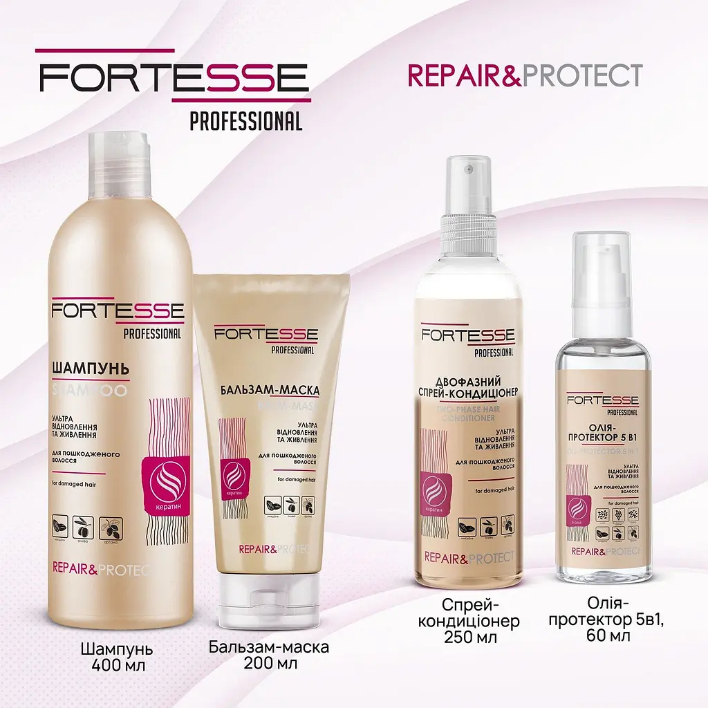 Масло-протектор 5 в 1 Fortesse Professional Repair&Protect Ультравосстановление и питание, для поврежденных волос, 60 мл - фото 7