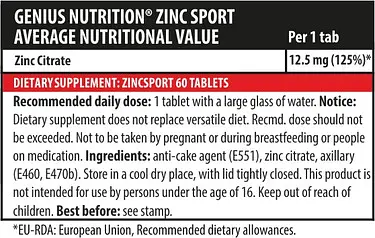 Мінерал Genius Nutrition Zinc Citrate Sport 60 таблеток - фото 2