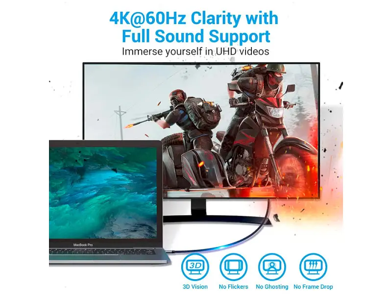 Кабель USB Type-C Vention USB Type-C to HDMI v2.0 1.5m Grey (CRBBG) - фото 9
