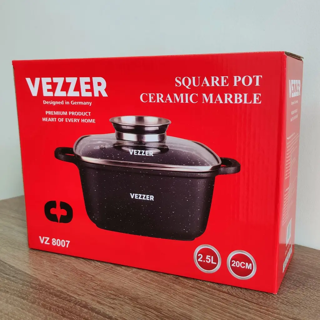 Каструля Vezzer квадратна з кришкою 20 см 2.5 л чорна (VZ8007) - фото 8