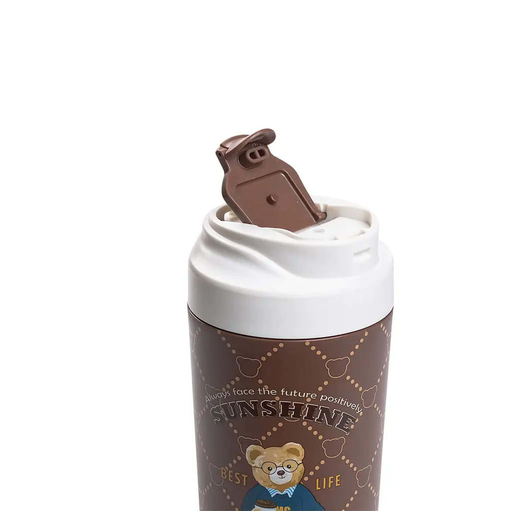 Термочашка Yiwu Bears HP-14-15BR с керамической колбой 480 мл, коричневый - фото 5
