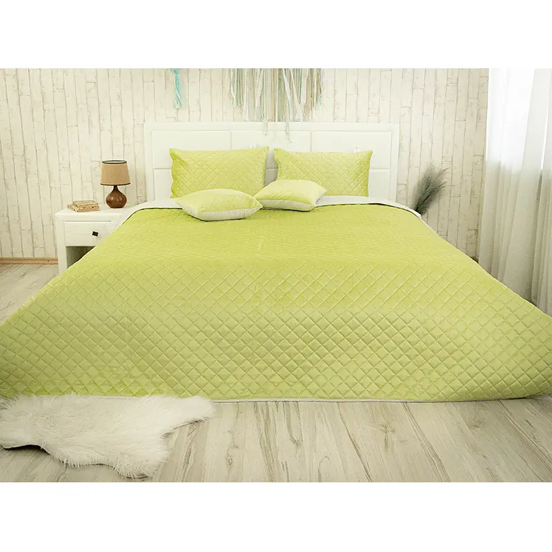 Покривало 180х220 VeLour Olive Green ромб (340.55_Olive Green ромб) - фото 2
