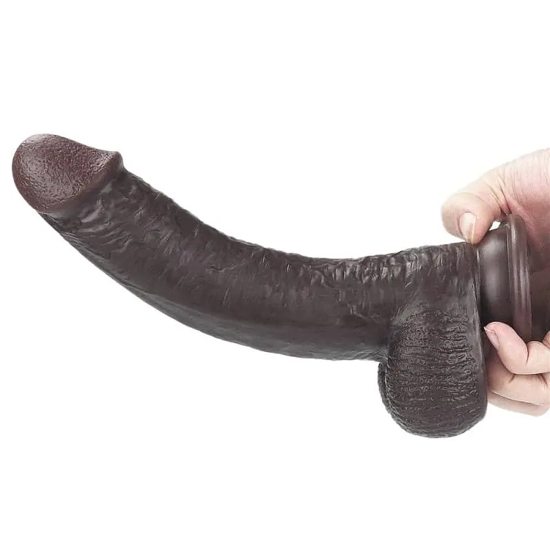 Фалоімітатор - Sliding-Skin Dual Layer Dong 9" Black - фото 7