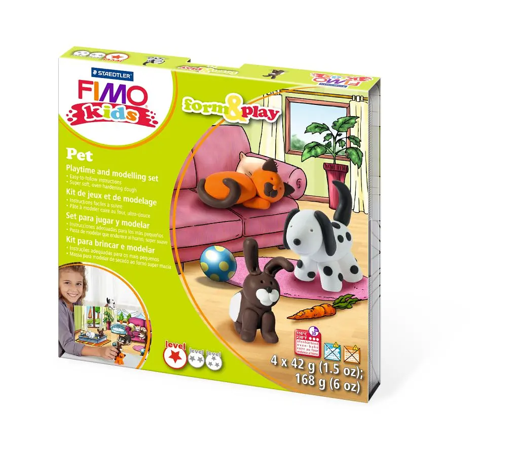 Набір пластики Fimo kids "Домашні улюбленці" 4 кол. 42 г Fimo (4007817806036)