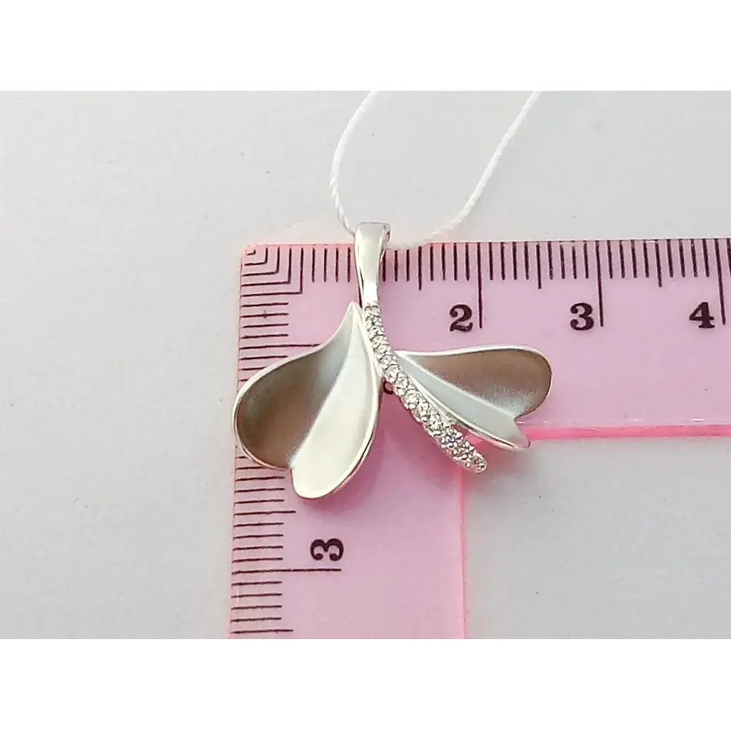 Срібна підвіска Аметист з фіанітами 1373617 - фото 5