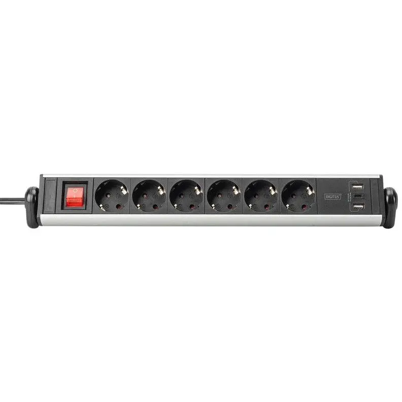 Блок розеток Digitus Office, 6xSchuko 16A, 3xUSB 2A, вимикач, 1.5 м, вилка Schuko - фото 2