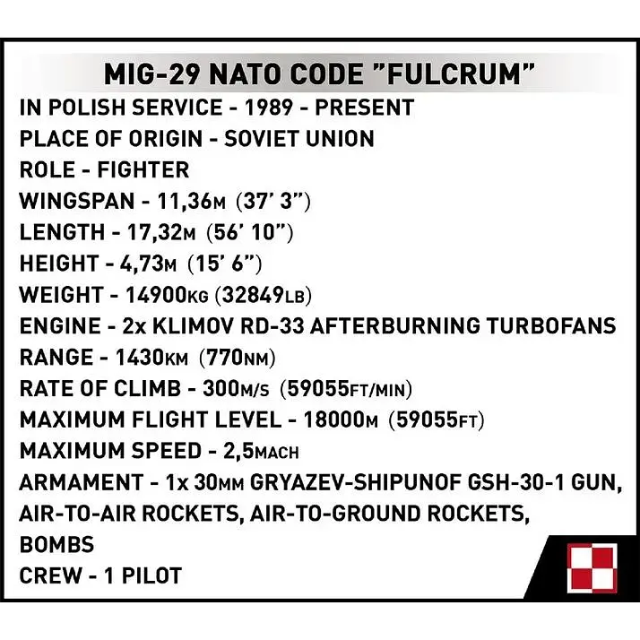 Конструктор Cobi Винищувач МіГ-29 Fulcrum, 600 деталей (COBI-5834) - фото 11