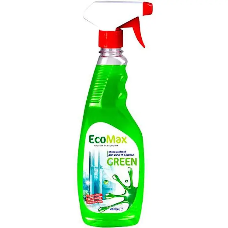 Засiб для миття скла та дзеркал ECOMAX 500мл "GREEN"