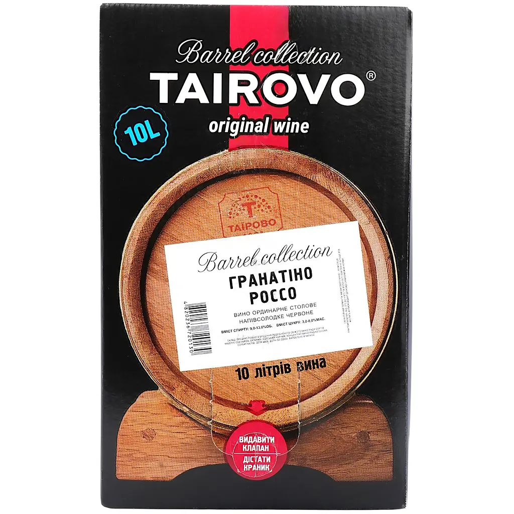 Вино Таїрово Гранатiно Россо червоне напiвсолодке bag-in-box 10 л - фото 2