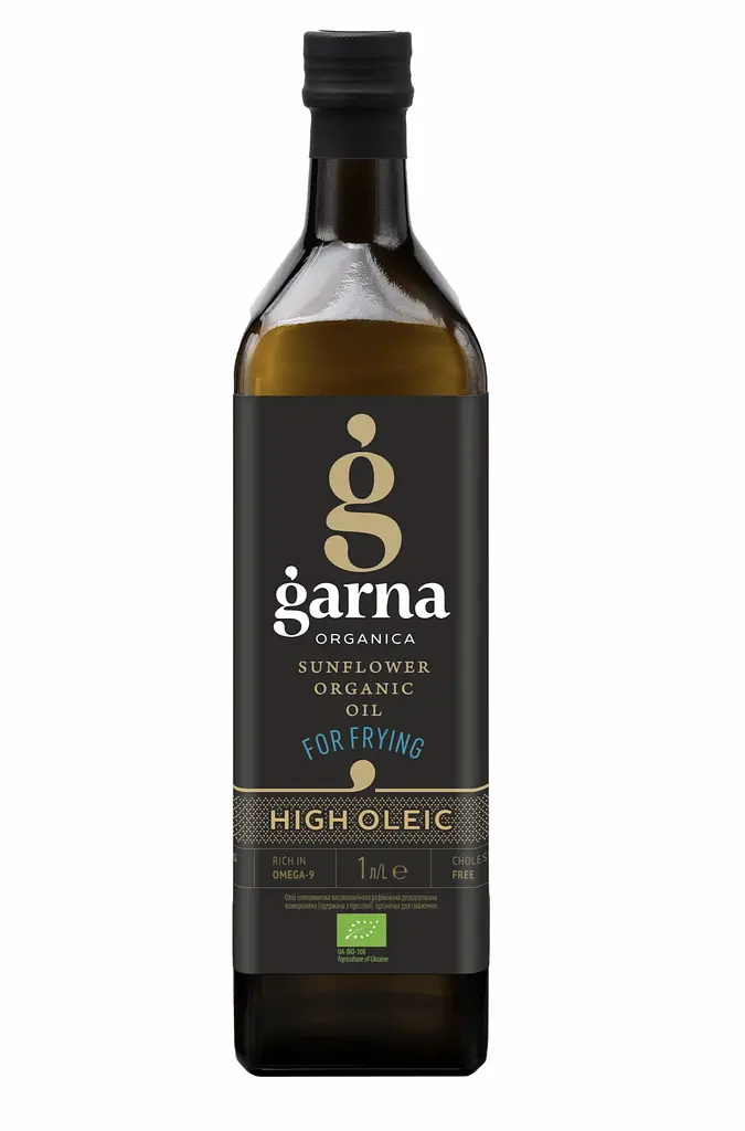 Високоолеїнова органічна рафінована соняшникова олія Garna Organica для смаження 1000 мл -2 шт