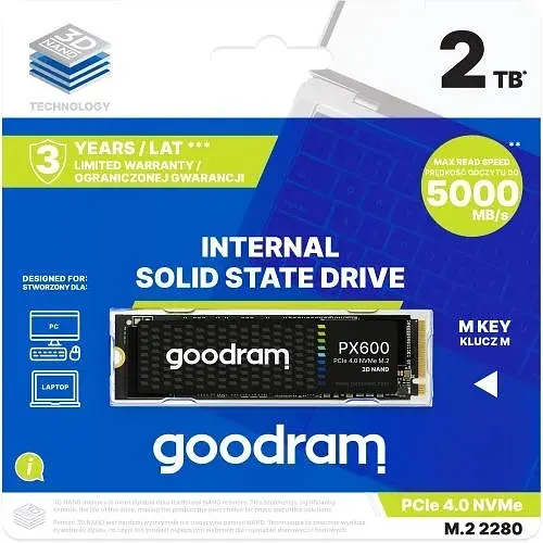 Твердотільний накопичувач SSD Goodram 2Tb, PX600, PCI-E 4.0 x4, M.2 2280, 3D TLC, 5000/4200 МБ/с teh0019750 - фото 4