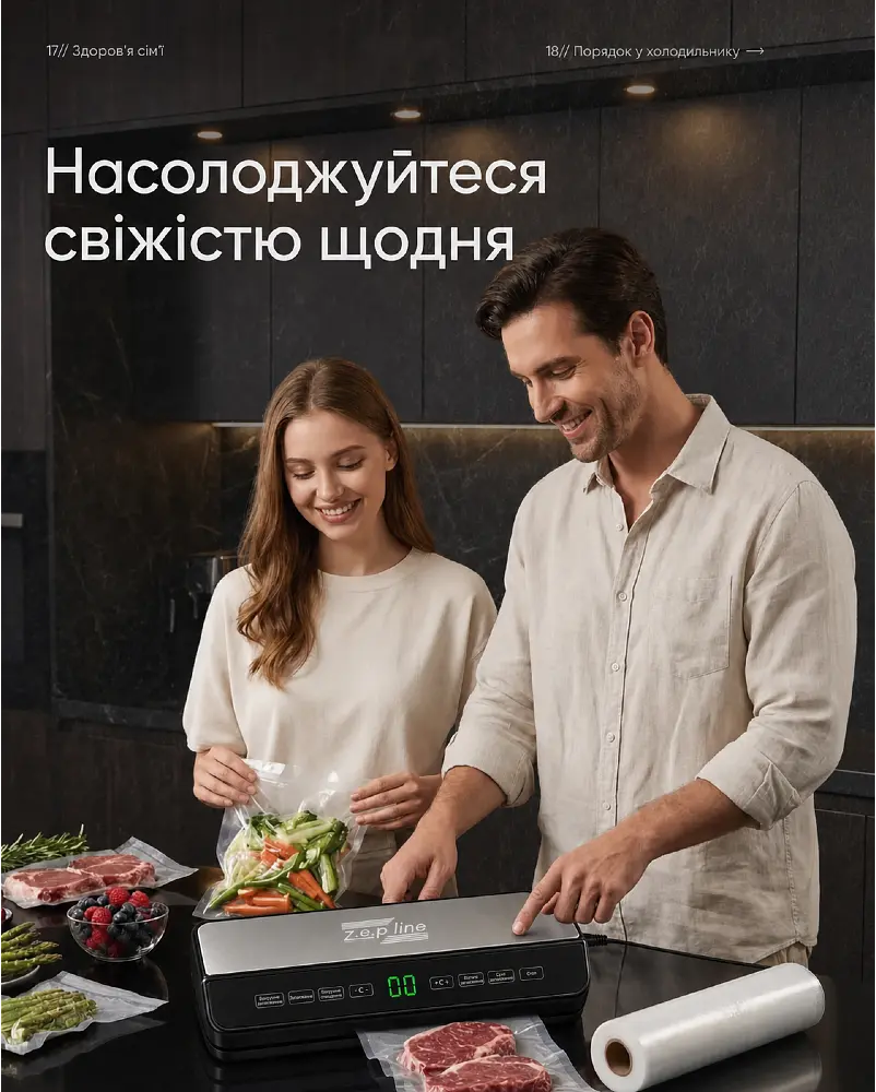 Потужний Вакууматор для продуктів Zepline Professional Vacuum Sealer 200 Вт Вакууматор для їжі з пакетами для вакуумування 200 Вт - фото 12