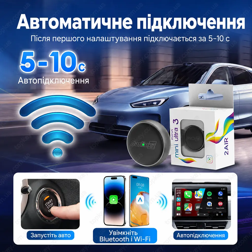 Carlinkit Mini Ultra 3 2AIR Бездротовий адаптер CarPlay Android Auto флешка карплей адаптер андроид авто адаптер карлинкит - фото 7