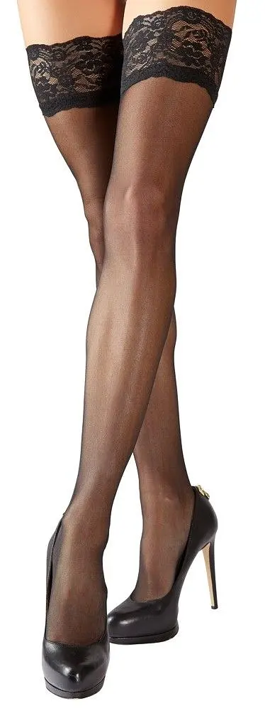 Панчохи Cottelli Legwear Hold-up Stockings, 4 (чорний) - фото 2