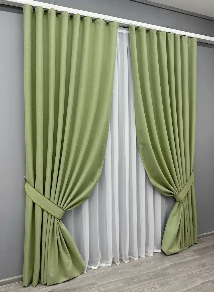 Комплект штор VR-Textil Ashen Night блекаут 2 шт 150x290 см оливковий (1841ш) - фото 3