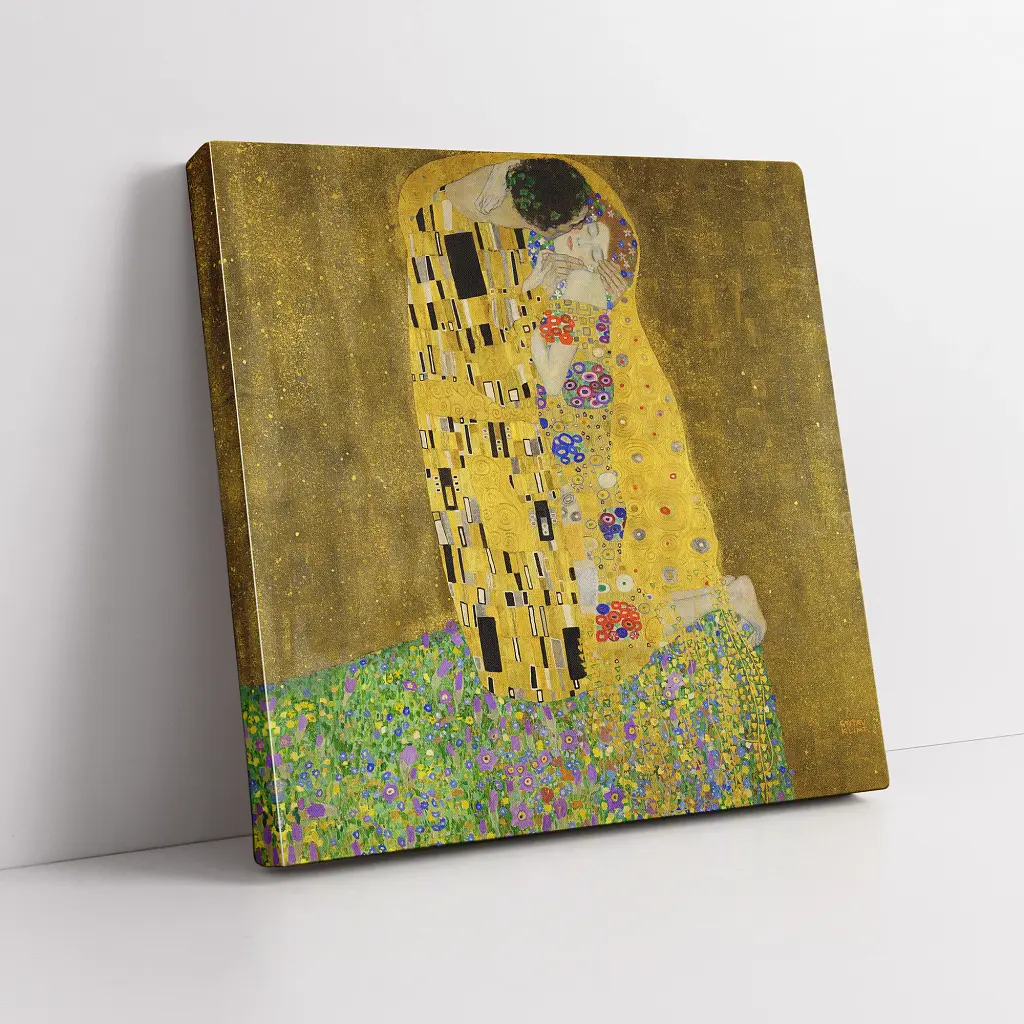 Інтер'єрна картина Поцілунок, Густав Клімт, Gustav Klimt, The Kiss, репродукція картини, 60×60 см (id4367) - фото 2
