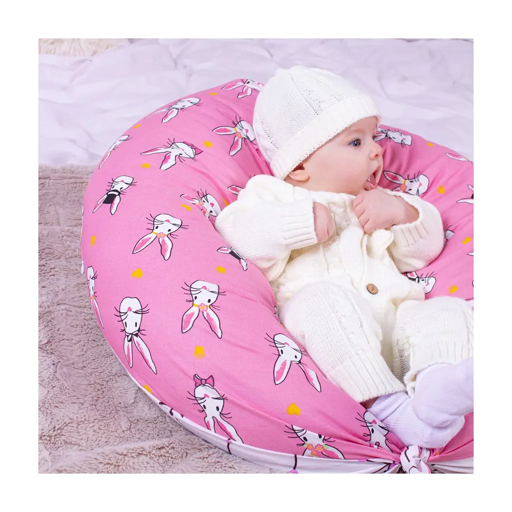 Подушка MirSon для вагітних та годування №8329 Print Line 17-0528 Bunnies pink Бязь 30х170х20 см (2200006200543) - фото 9