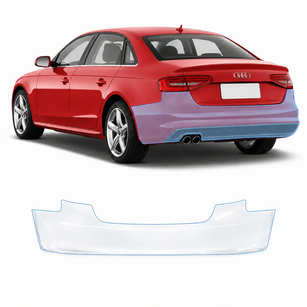 Антигравійна захисна бронеплівка за лекалами для Audi A4 B8 2008-2015 - задній бампер