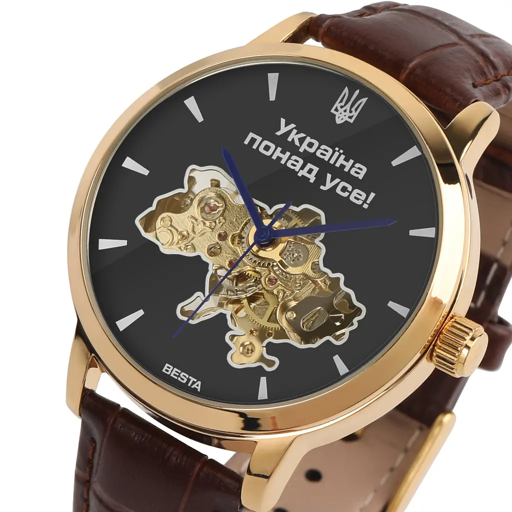Наручний годинник чоловічий BESTA Skeleton Gold Black Dial Золотистий (3583) - фото 2