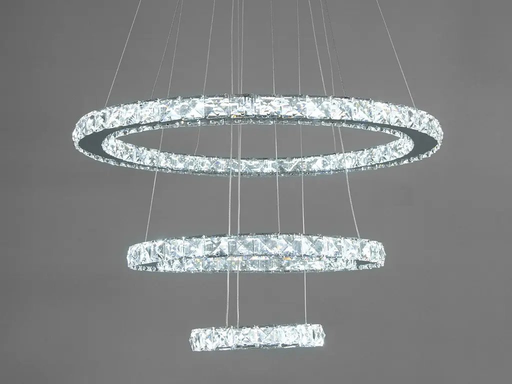 Люстра LED Diasha 7201-8W/580+400+200HR 66W, хром, дизайнерський стиль, регульована висота, пульт ДУ - фото 4