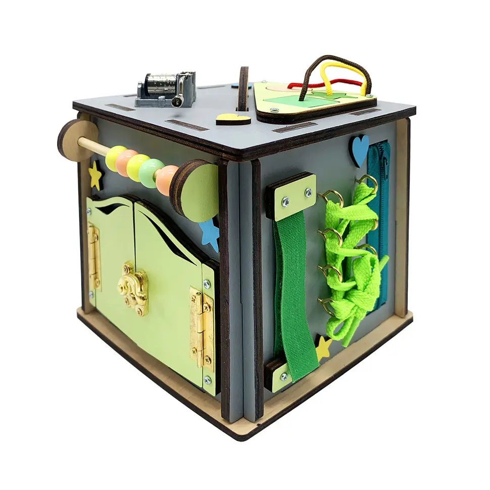 Развивающая игрушка Бизикуб Temple Group TG158746 15х15х15 см Серый - фото 2