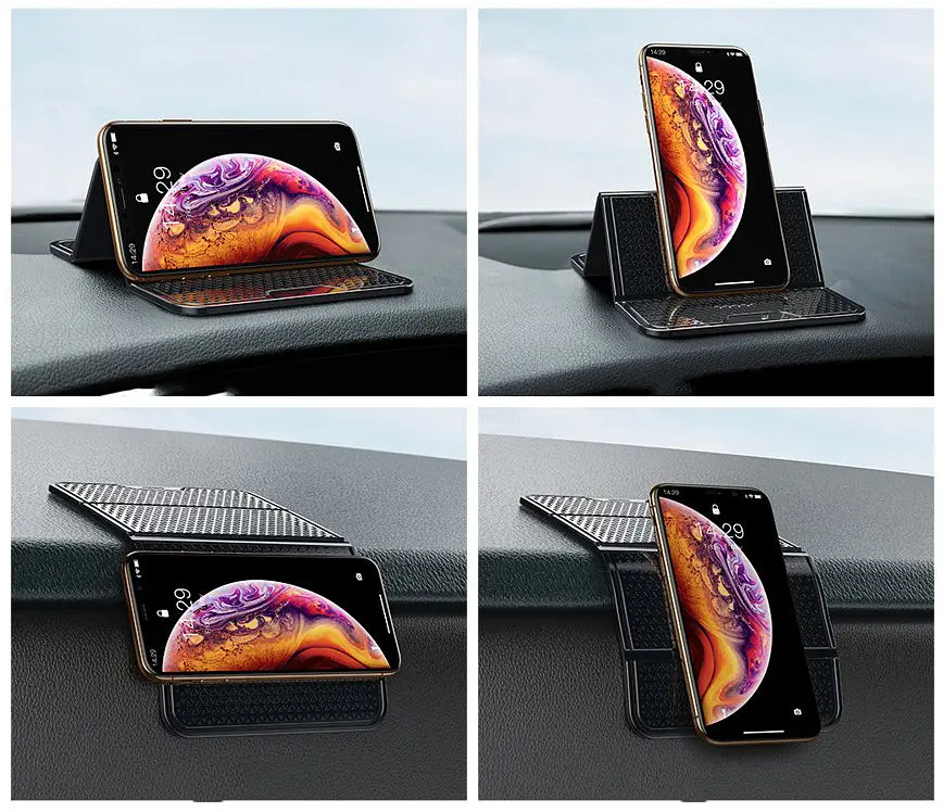 Антиковзний складаний килимок Baseus Folding Bracket Antiskid Pad Black SUWNT-01 на торпедо чорний - фото 8