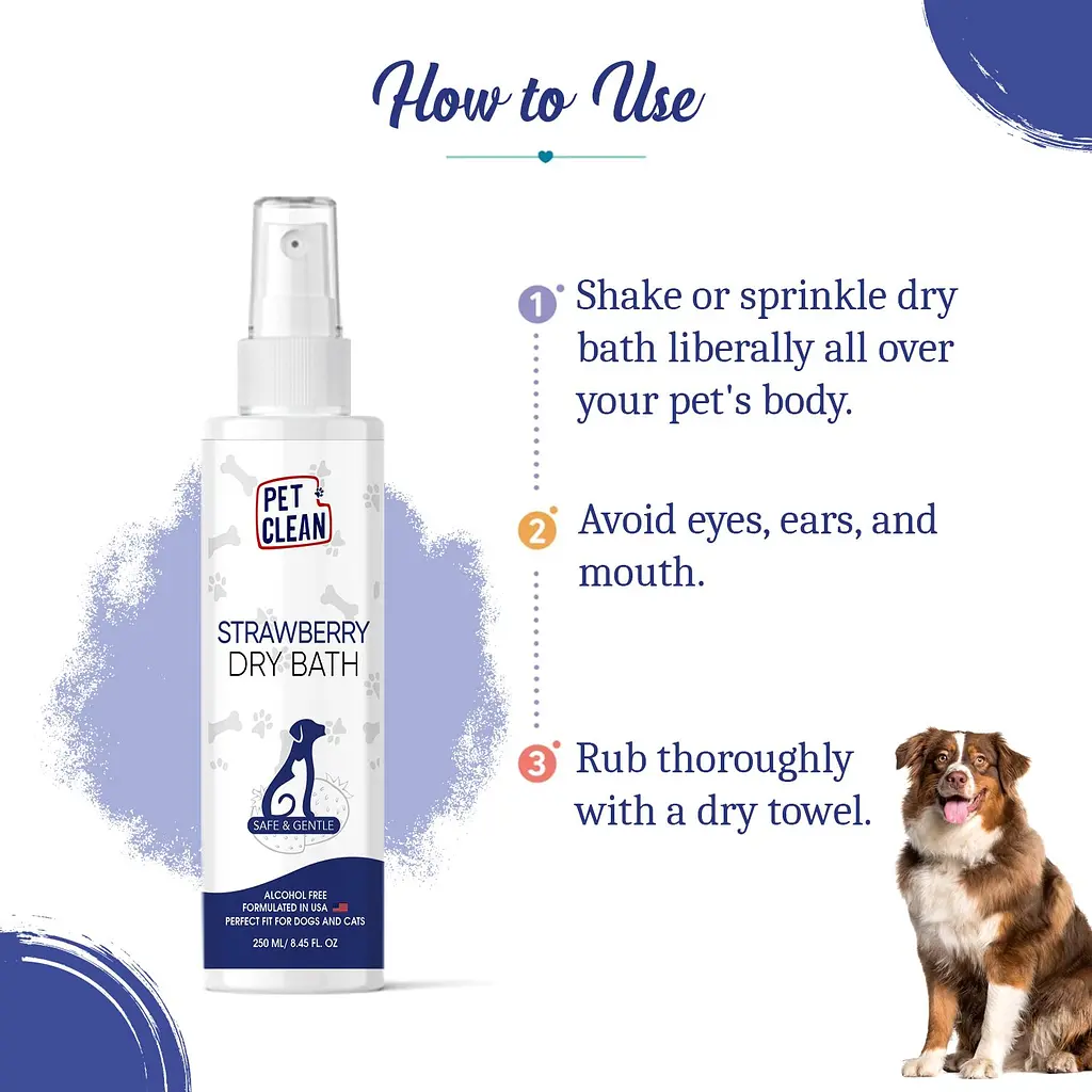Сухой шампунь Pet Clean Dry Bath Strawberry для домашних животных с ароматом клубники 250 мл - фото 5