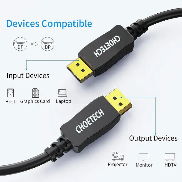 Кабель Choetech DisplayPort v1.4 XDD01BK 8K 60Hz 2 m - фото 4
