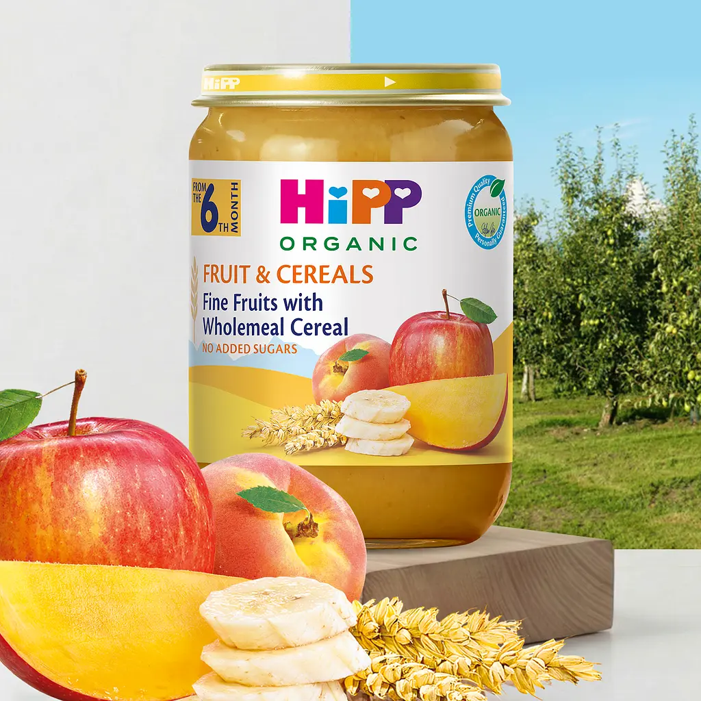 Органічне пюре HiPP Фрукти і злаки Фруктове асорті з зерновими пластівцями 190 г - фото 2