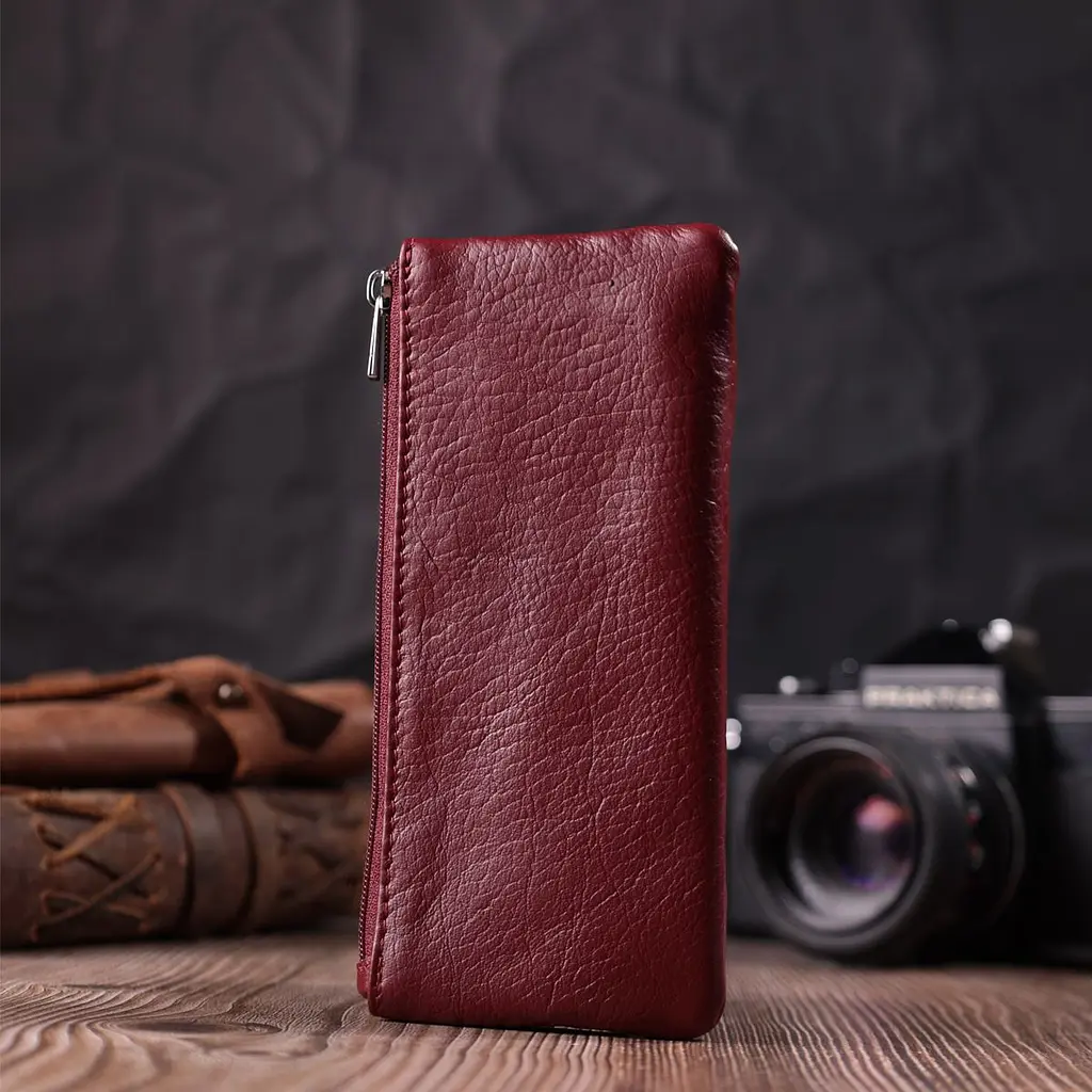Шкіряна ключниця на блискавці ST Leather 22558 бордова - фото 9