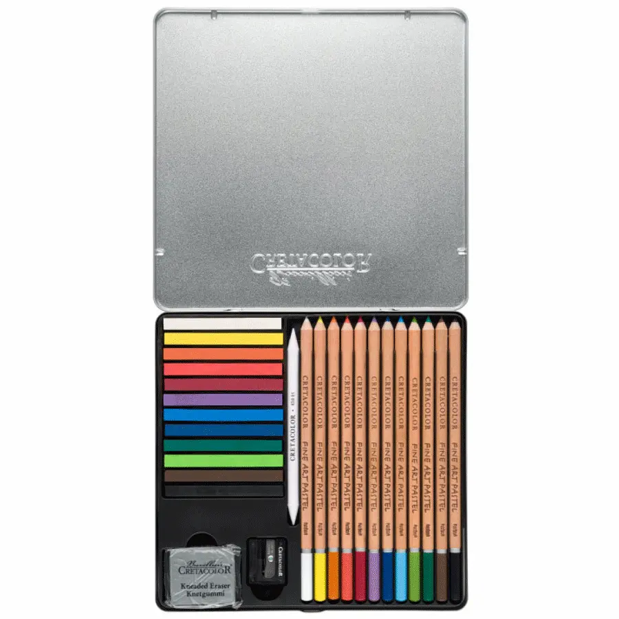 Набір пастелі та олівців THE PASTEL BASIC BOX 27шт металева коробка Cretacolor - фото 3
