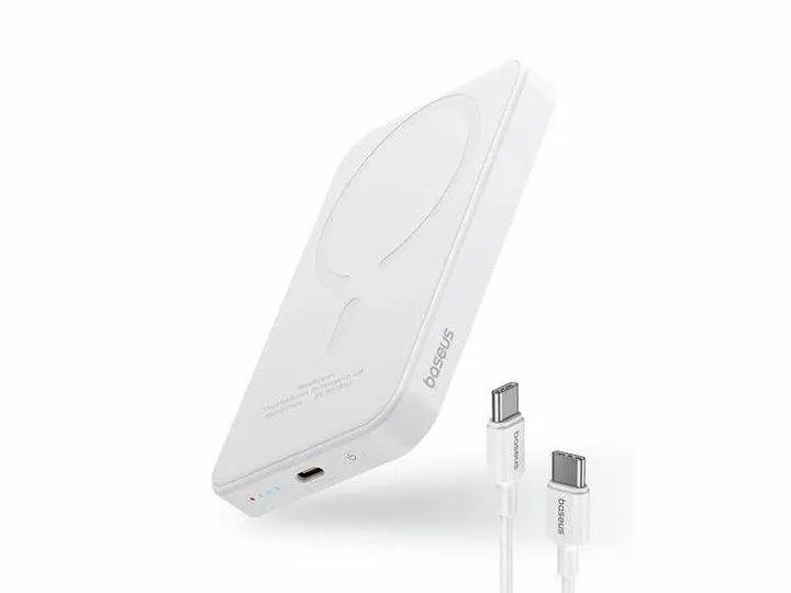 Магнітний павербанк Baseus Magnetic 5000 mAh 20 W з бездротовою зарядкою MagSafe та індикатором заряду білий - фото 4