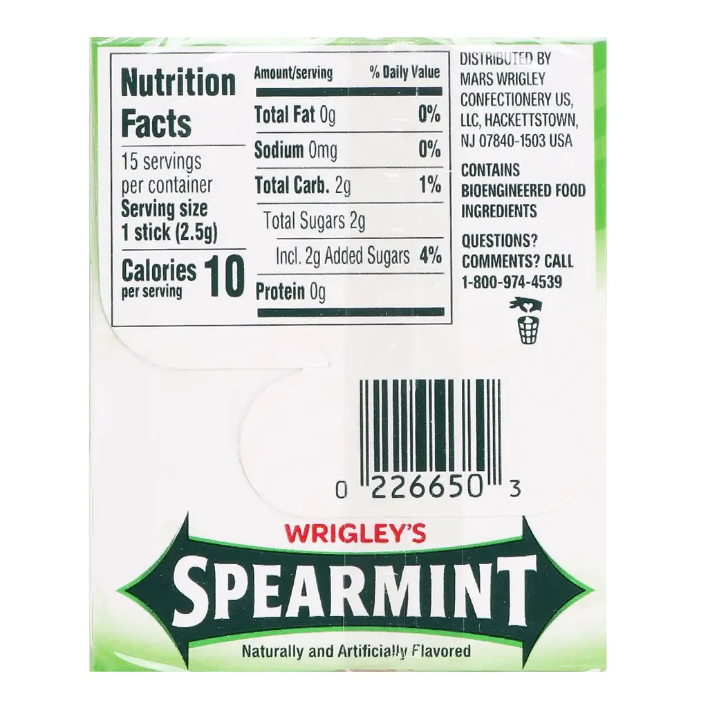 Жевательная резинка Wrigley's Spearmint мятная 37.5 г - фото 2