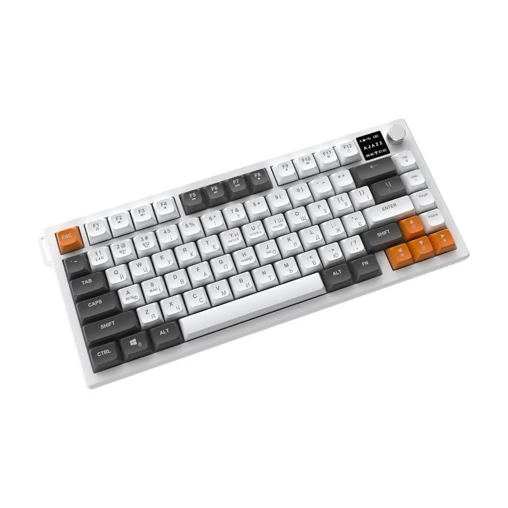Клавіатура Ajazz AF82 Wireless/Bluetooth/USB UA Gray/White/Orange (AF82-GWO) - фото 5