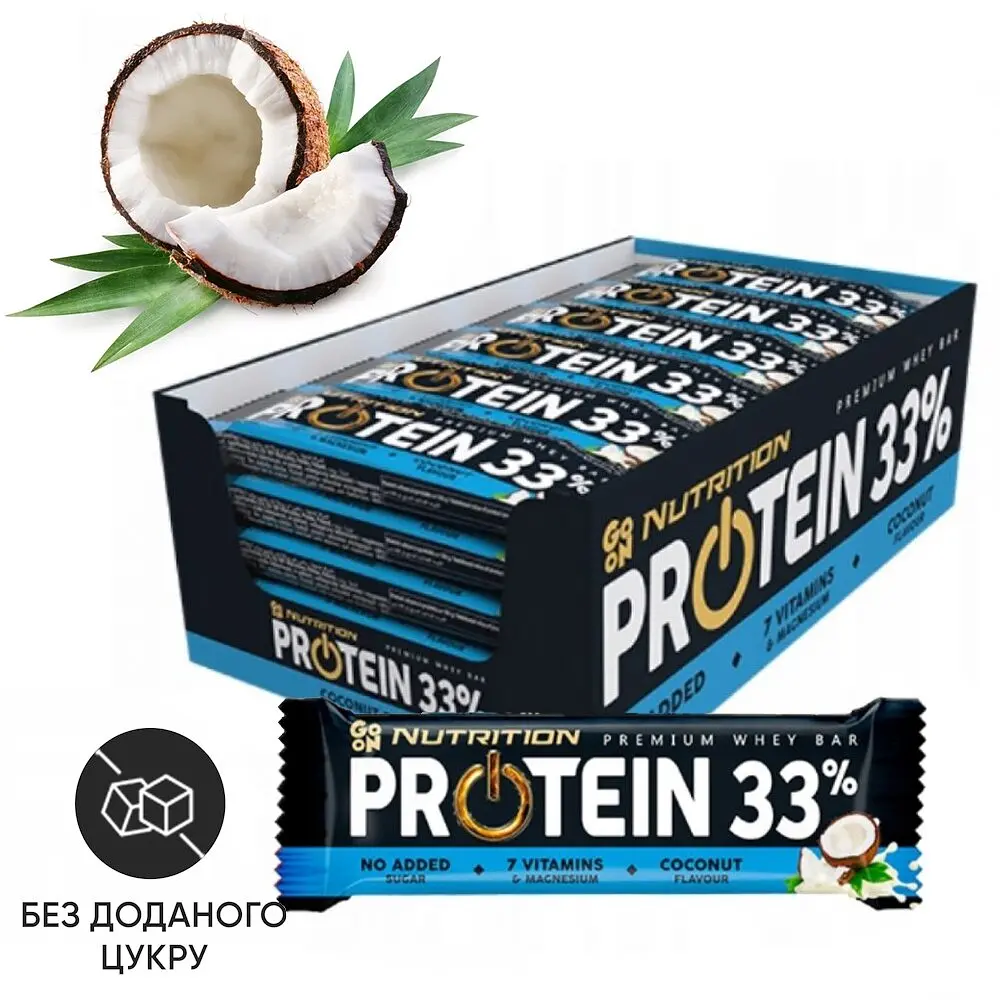 Блок батончиків Go On Nutrition Protein 33%, 24*50 грам - Кокос