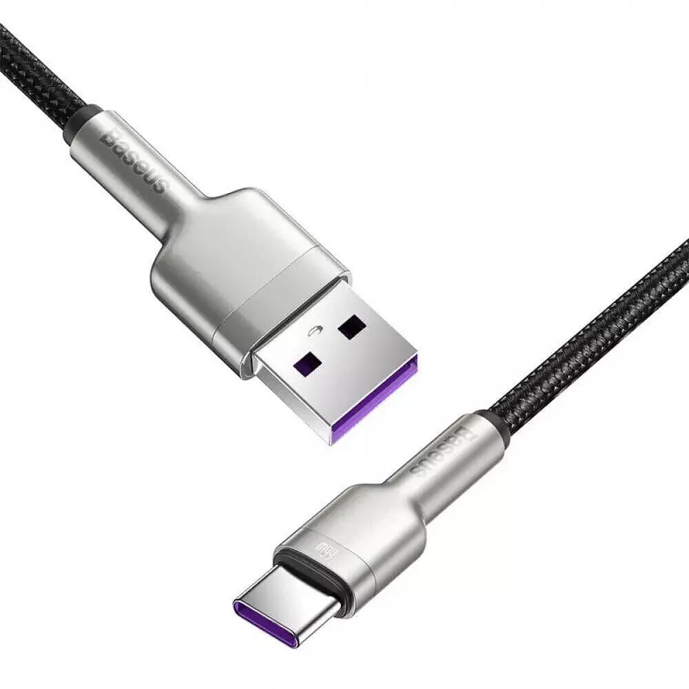 Кабель Baseus Cafule Metal Data Type-C 66W (0.25m) black (CAKF000001) - фото 3