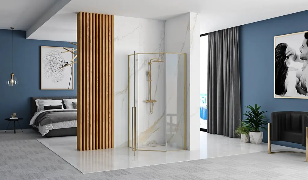 Душова кабіна Rea Diamond 100x100 brushed gold REA-K5684 - фото 6