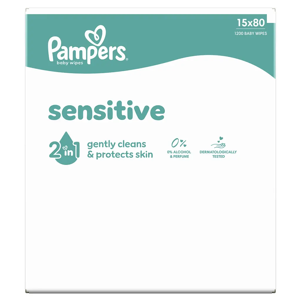 Дитячі вологі серветки Pampers Sensitive 1200 шт. - фото 2