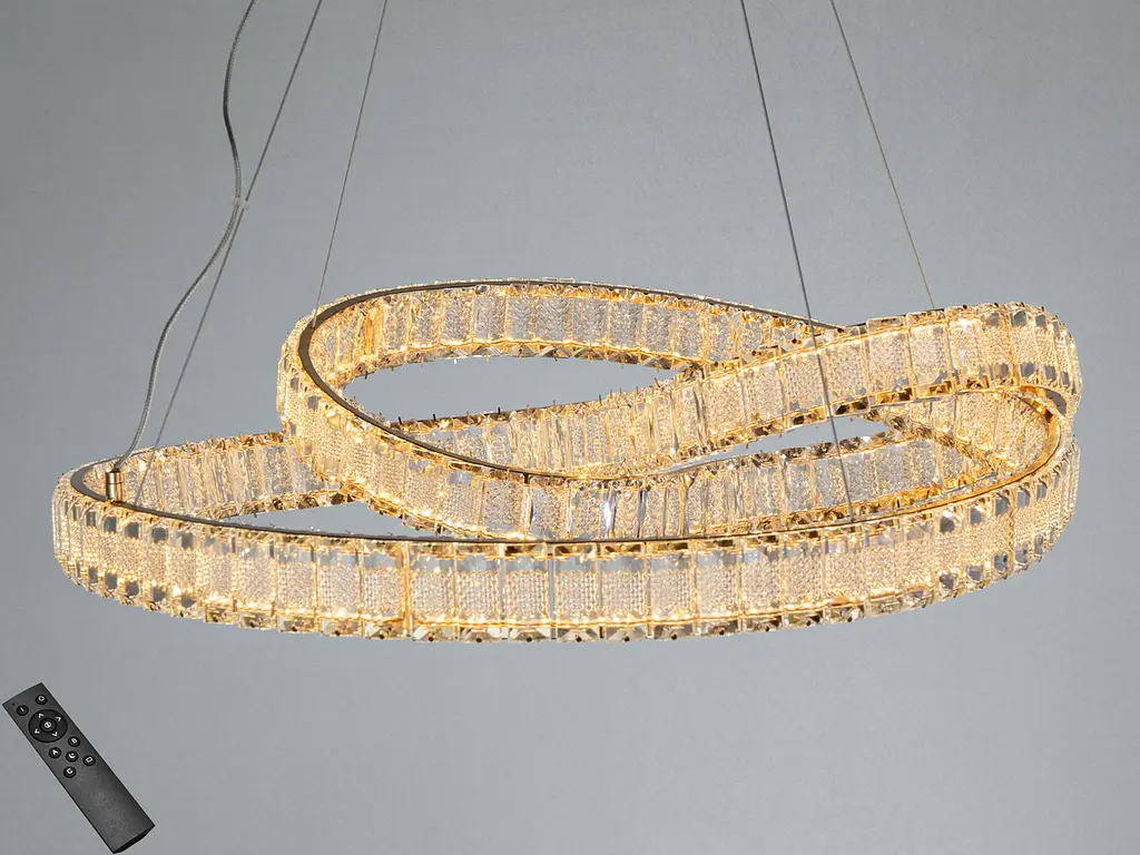 Підвісна кришталева LED-люстра Diasha D8880/600G, золота, Ø 65 см, 92 W, з пультом - фото 2