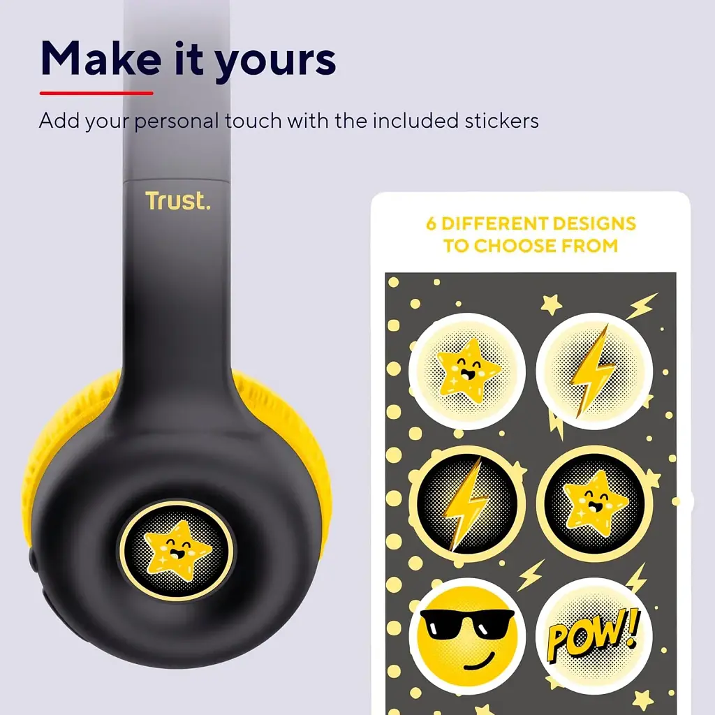 Наушники Trust On-ear Nouna Kids Wireless Mic черные - фото 7