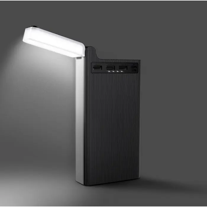 Повербанк зовнішній акумулятор Power bank із вбудованою лампою 30000mAh чорний HOCO J62 - фото 3