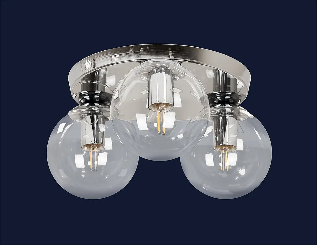 Люстра стельова Levistella 756XPR150F-3 CR+CL (290), 3 плафона, E27, хром + прозоре скло, 150 мм, сучасний стиль для дому - фото 2