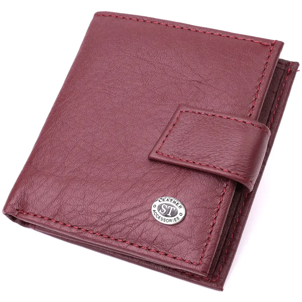 Компактний жіночий гаманець із натуральної шкіри ST Leather 22674 бордовий