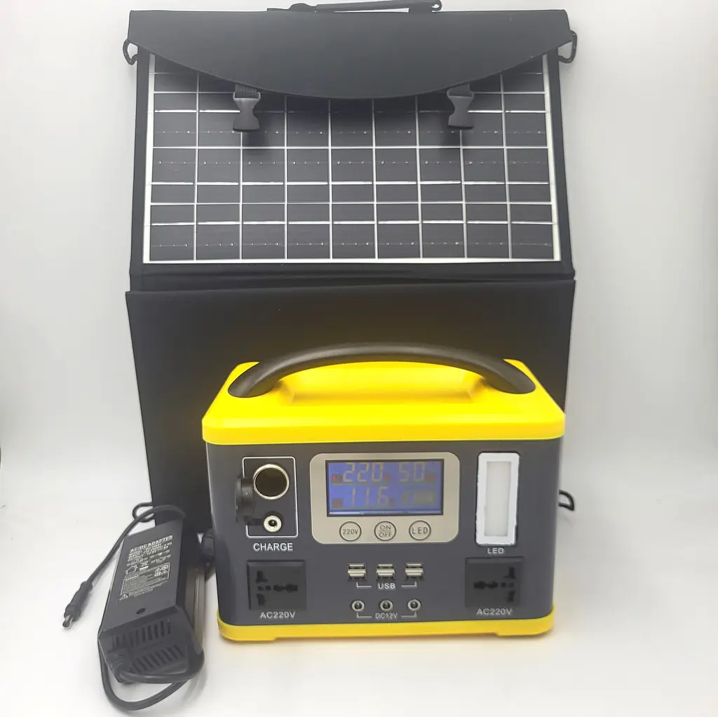 Акумуляторний інвертор 500 W 24 Ah, зарядна станція з розеткою 220 V та сонячною панеллю 60 W UKC 500 Вт - фото 2