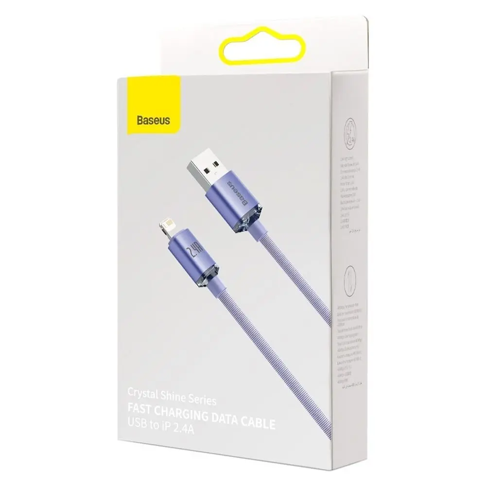Кабель Baseus Crystal Shine USB - Lightning (M/M), 2.4A, 2 м Purple (CAJY000105) - фото 2
