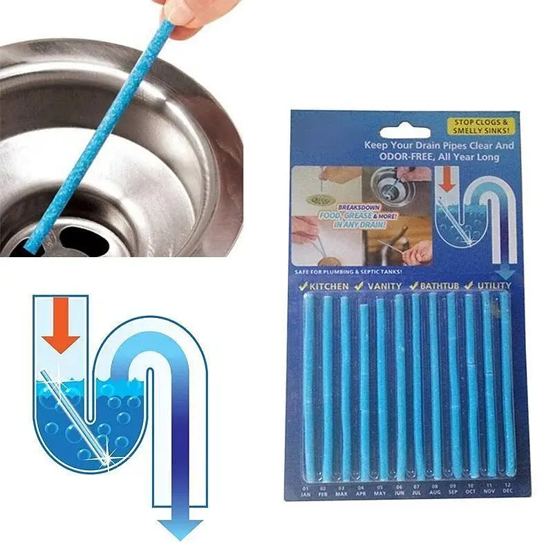 Паличкb для чищення труб, Sani Sticks, ензимні, багаторазові, набір 12 шт, 9.5 см, синя - фото 5