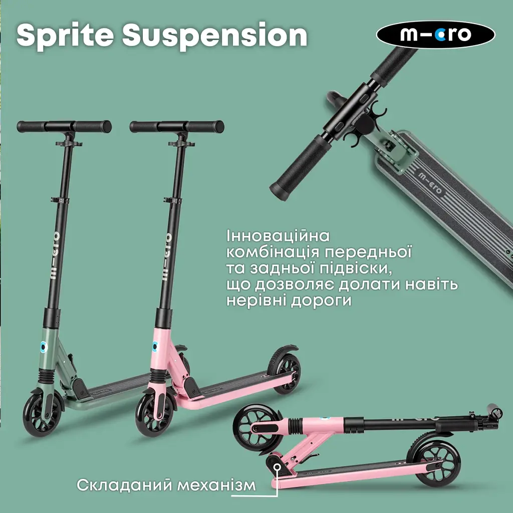 Самокат Micro Sprite Suspension складаний Рожевий (SA0248) - фото 8