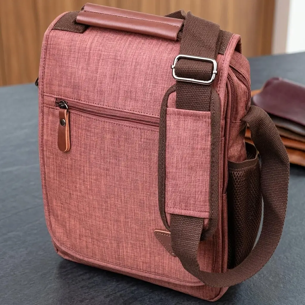 Містка чоловіча сумка з текстилю 21262 Vintage коричнева - фото 11